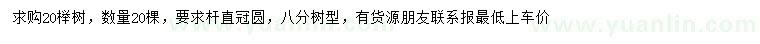 求購20公分櫸樹