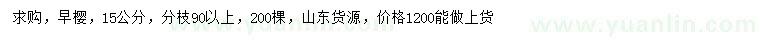 求購15公分早櫻