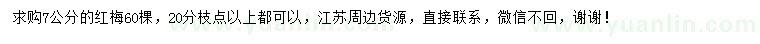 求購7公分紅梅