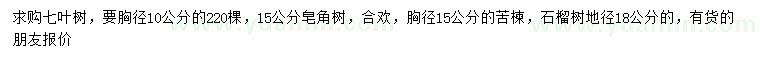求購七葉樹、皂角、合歡