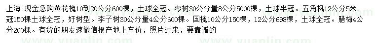 求購黃花槐、棗樹、五角楓等