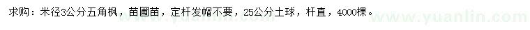 求購米徑3公分五角楓
