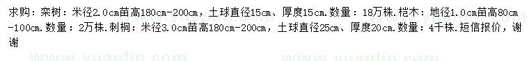 求購欒樹、榿木、刺桐