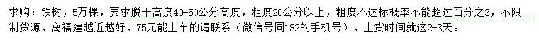 求購粗度20公分以上鐵樹