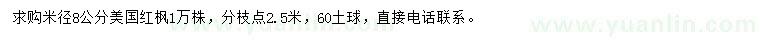 求購(gòu)米徑8公分美國(guó)紅楓