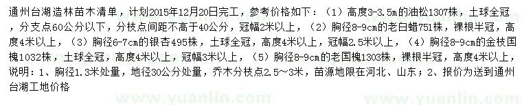 求購油松、老白蠟、銀杏等