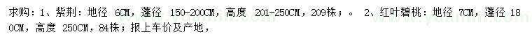 求購地徑6公分紫荊、7公分紅葉碧桃