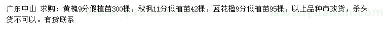 求購黃槐、秋楓、藍(lán)花楹