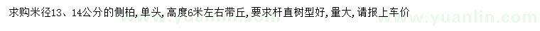 求購(gòu)米徑13、14公分側(cè)柏