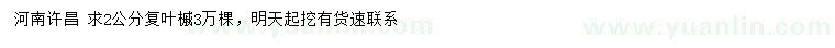 求購(gòu)2公分復(fù)葉槭