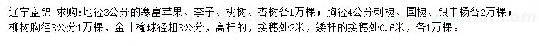 求購寒富蘋果、李子、桃樹等