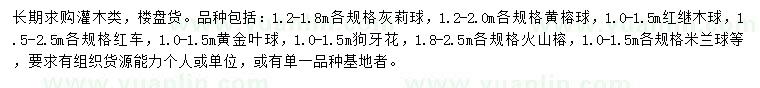 求購灰莉球、黃榕球、紅繼木球等