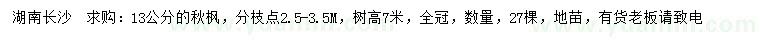 求購13公分秋楓