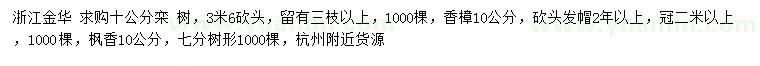 求購欒樹、香樟、楓香