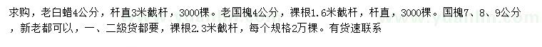 求購(gòu)老白蠟、老國(guó)槐、國(guó)槐