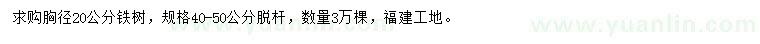 求購胸徑20公分鐵樹