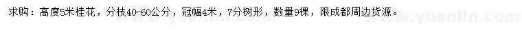 求購高5米桂花