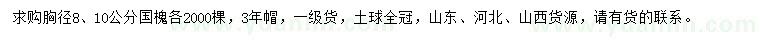 求購胸徑8、10公分國槐