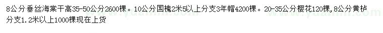 求購(gòu)垂絲海棠、國(guó)槐、櫻花等