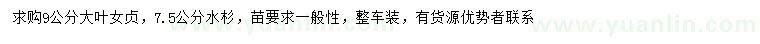 求購(gòu)9公分大葉女貞、7.5公分水杉