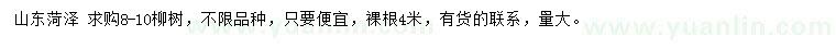 求購(gòu)8-10公分柳樹(shù)