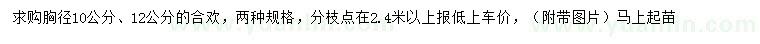 求購胸徑10、12公分合歡
