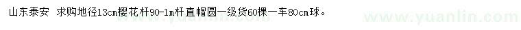 求購(gòu)地徑13公分櫻花