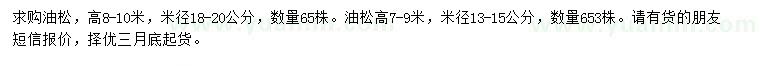 求購高8-10、7-9米油松