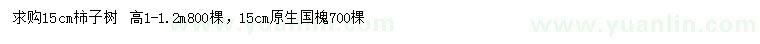 求購15公分柿子樹、國槐