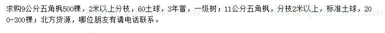求購9、11公分五角楓