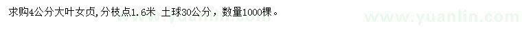 求購(gòu)4公分大葉女貞