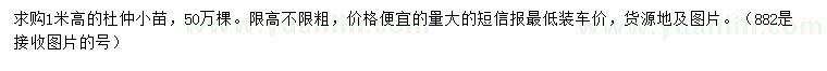 求購高1米杜仲