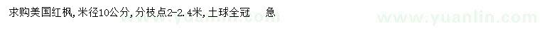 求購(gòu)米徑10公分美國(guó)紅楓