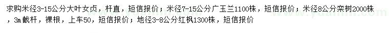 求購(gòu)大葉女貞、廣玉蘭、欒樹(shù)等