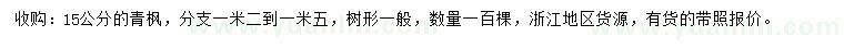 求購15公分青楓