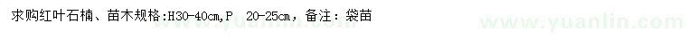 求購高30-40公分紅葉石楠