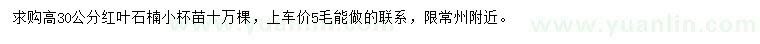求購高30公分紅葉石楠