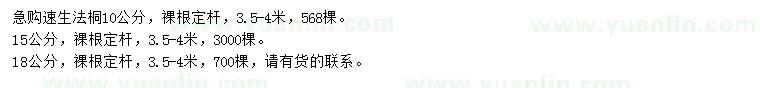 求購(gòu)10、15、18公分速生法桐