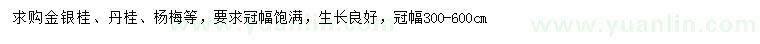 求購金銀桂、丹桂、楊梅等