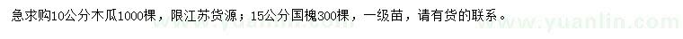 求購(gòu)10公分木瓜、15公分國(guó)槐