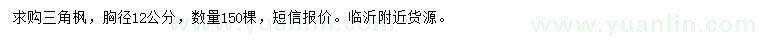 求購胸徑12公分三角楓