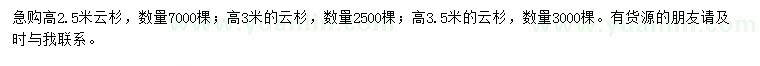 求購高2.5、3、3.5米云杉