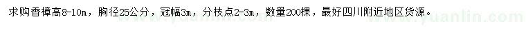 求購(gòu)胸徑25公分香樟