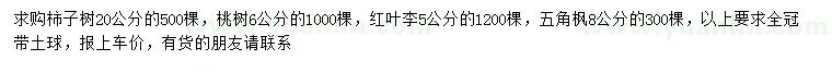 求購柿子樹、桃樹、紅葉李等