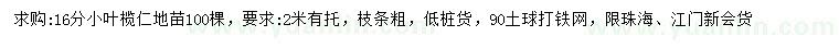 求購16公分小葉欖仁