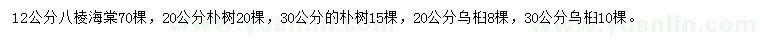 求購八棱海棠、樸樹、烏桕