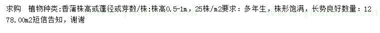 求購高0.5-1米香蒲