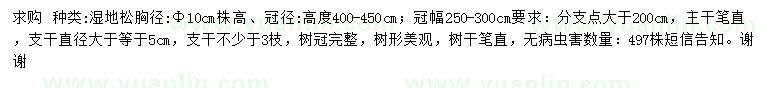 求購胸徑10公分濕地松