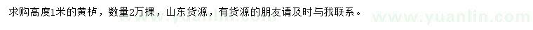 求購(gòu)高1米黃櫨