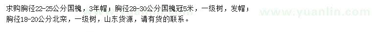 求購胸徑22-25、28-30公分國槐、胸徑18-20公分北欒